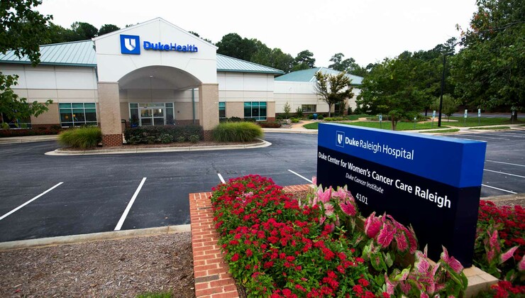 The outside of Duke Women's Cancer Care Raleigh