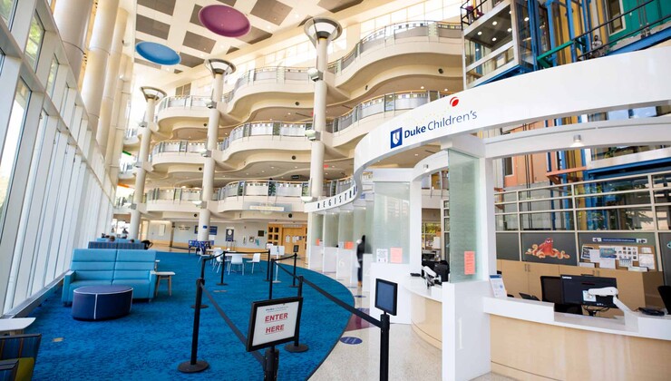 The lobby of the Duke Children's Hospital & Health Center.
